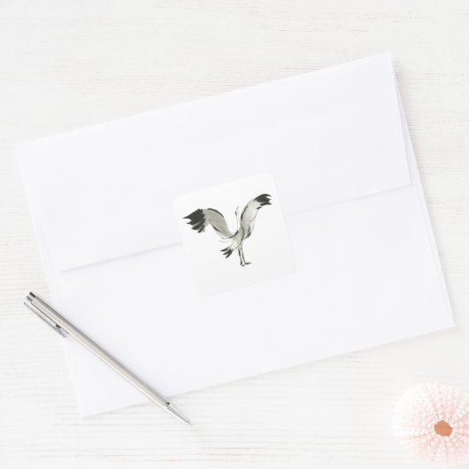 Kraanvogel Vierkante Sticker (Envelop)