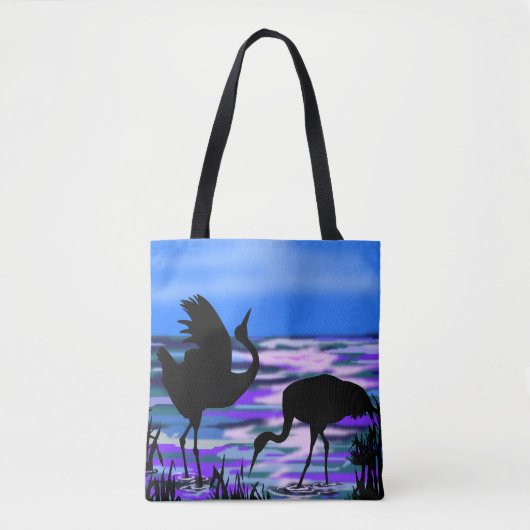 Kraanvogels Canvas tas Sunset Lake (Voorkant)