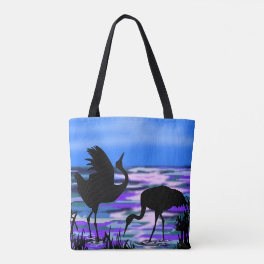 Kraanvogels Canvas tas Sunset Lake (Achterkant)