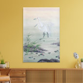Kraanvogels in Chinese rivier Canvas Afdruk (Insitu (Woonkamer))