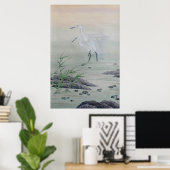 Kraanvogels in Chinese Rivier Poster (Thuiskantoor)