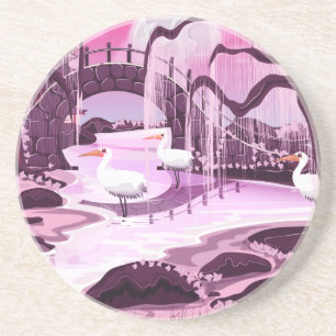 Kraanvogels in de Koreaanse tuin Zandsteen Onderzetter