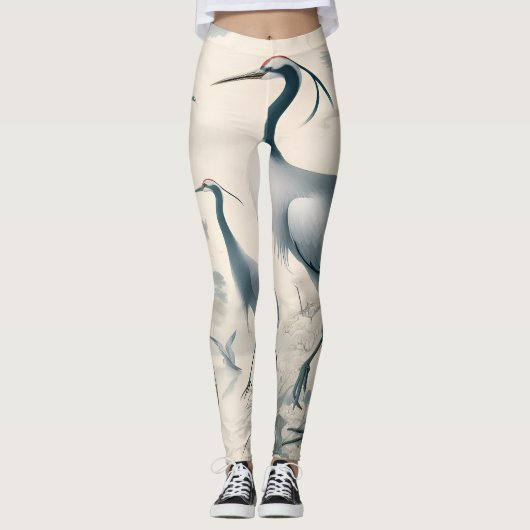 kraanvogels kraanvogelbehang leggings (Voorkant)