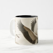  kraanvogels kraanvogelbehang tweekleurige koffiemok (Voorkant links)