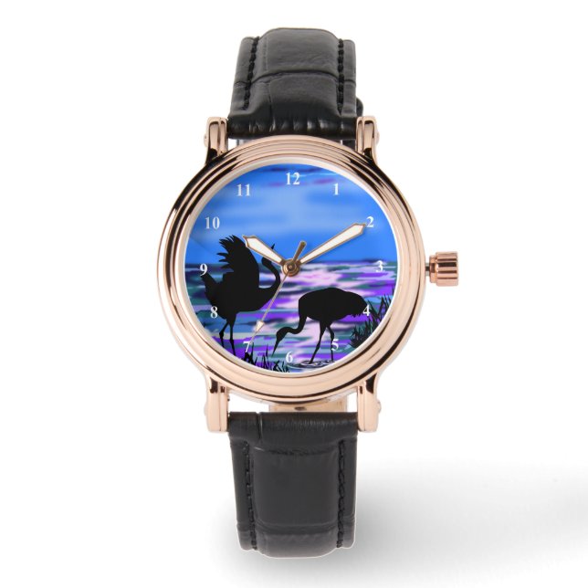 Kraanvogels Vogelspotten Horloge (Voorkant)