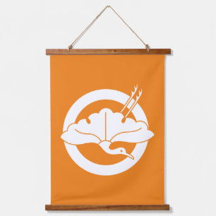 Kraanvormig ginkoblad in cirkel hangend wandkleed