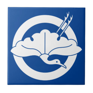 Kraanvormig ginkoblad op cirkel tegeltje