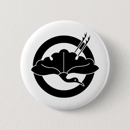 kraanvormig inkgoblad op cirkel ronde button 5,7 cm (Voorkant)