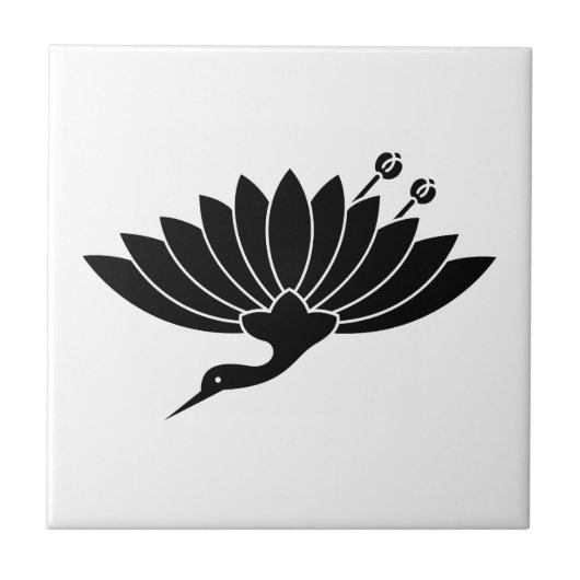 Kraanvormige chrysant tegeltje (Voorkant)