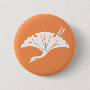 Kraanvormige Japanse notenboomblad Ronde Button 5,7 Cm
