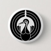 Kraanvormige noshi cirkel ronde button 5,7 cm (Voorkant)