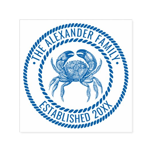krab #1 Familienaam Datum Estd Touw Lijst Zelfinktende Stempel (Design)