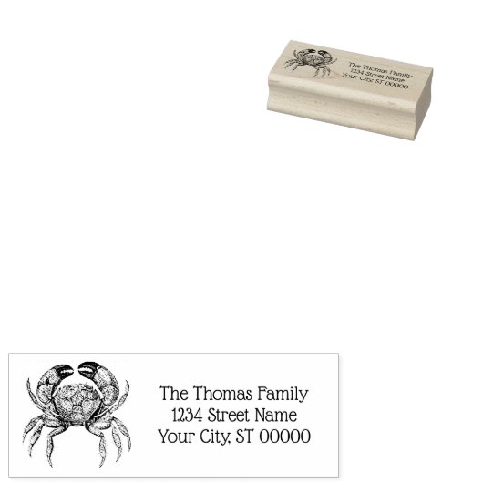  krab #1 tekening naam retouradres rubberstempel (Gestempeld)