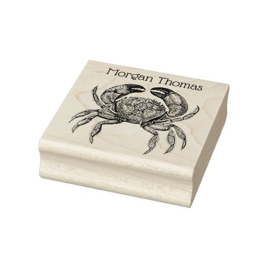 Krab #1 Tekening Naam Vintage Rubberstempel (Stempel)