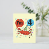 Krab 4e verjaardag Tshirts en geschenken Briefkaart (Staand voorkant)