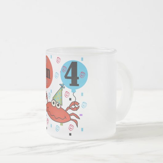Krab 4e verjaardag Tshirts en geschenken Matglas Koffiemok (Voorkant rechts)