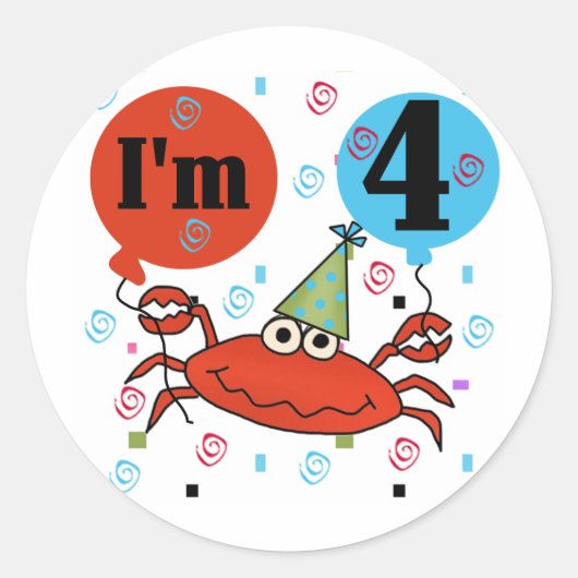Krab 4e verjaardag Tshirts en geschenken Ronde Sticker (Voorkant)