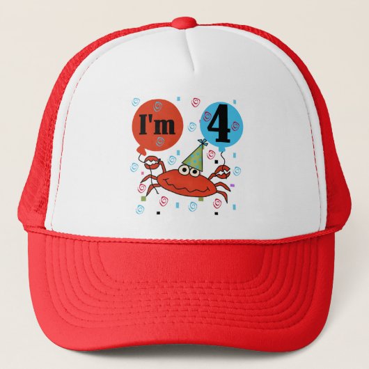 Krab 4e verjaardag Tshirts en geschenken Trucker Pet (Voorkant)