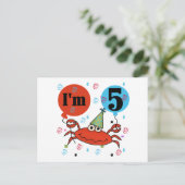 Krab 5e verjaardag Tshirts en geschenken Briefkaart (Staand voorkant)