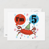 Krab 5e verjaardag Tshirts en geschenken Briefkaart (Voorkant / Achterkant)
