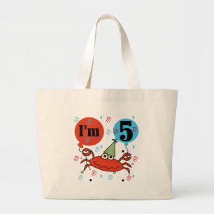 Krab 5e verjaardag Tshirts en geschenken Grote Tote Bag