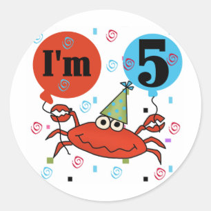 Krab 5e verjaardag Tshirts en geschenken Ronde Sticker