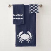 Krab Bad Ocean Blauw & wit Bad Handdoek (Insitu)