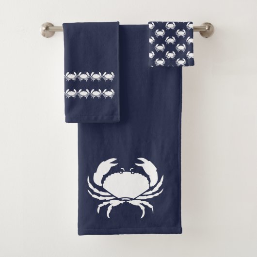 Krab Bad Ocean Blauw & wit Bad Handdoek (Insitu)