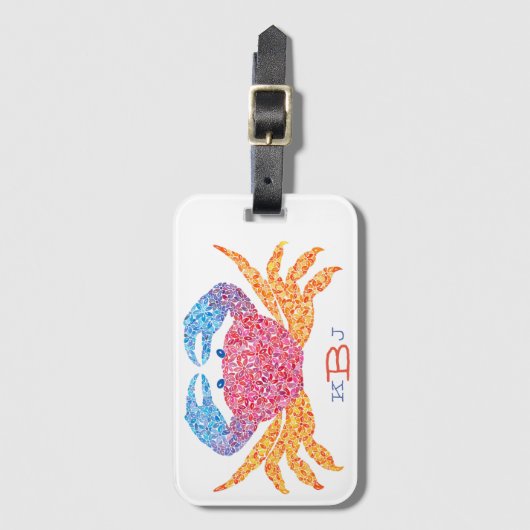 Krab Bagagelabel met Initialen (Voorkant (verticaal))