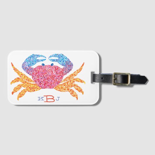 Krab Bagagelabel met Initialen (Voorkant (horizontaal))