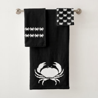 Krab Bath Black en white handdoekset Bad Handdoek