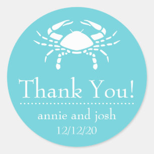 Krab bedanklabels (Blauwgroen) Ronde Sticker