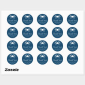 Krab bedanklabels (marineblauw) ronde sticker (Vel)