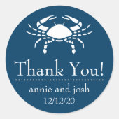 Krab bedanklabels (marineblauw) ronde sticker (Voorkant)