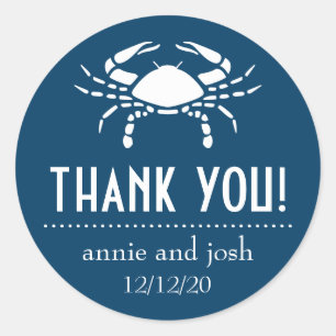 Krab bedanklabels (marineblauw) ronde sticker