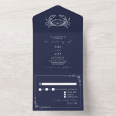 krab blauw RSVP Boerderij bruiloft All In One Uitnodiging (Binnen)