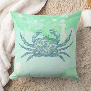 Krab Blauwe Aquarel aan de Kust Kussen