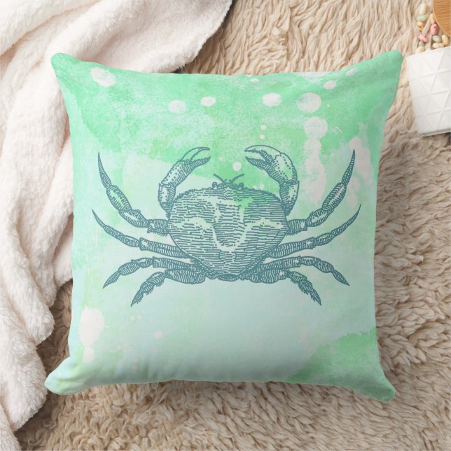 Krab Blauwe Aquarel aan de Kust Kussen (Deken)