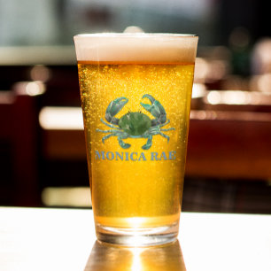 Krab Blauwe Schaaldier Monogram naam Glas