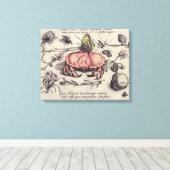 Krab Botanische Insect Bloem Illustratie Canvas Afdruk (Insitu (Houten vloer))