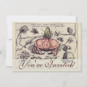 Krab Botanische Insect Bloem Illustratie Kaart