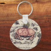 Krab Botanische Insect Bloem Illustratie Sleutelhanger (Voorkant)