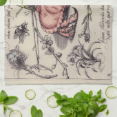 Krab Botanische Insect Bloem Illustratie Theedoek (Gevouwen)