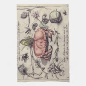 Krab Botanische Insect Bloem Illustratie Theedoek (Verticaal)
