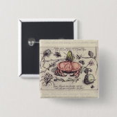 Krab Botanische Insect Bloem Illustratie Vierkante Button 5,1 Cm (Voorkant /achterkant)