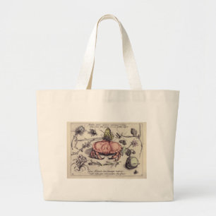 Krab Botanische Insecten Bloem Illustratie Grote Tote Bag