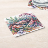 krab-botanische Waterverf Kartonnen Onderzetters (Schuin)