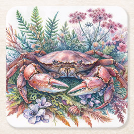 krab-botanische Waterverf Kartonnen Onderzetters