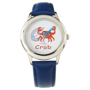 Krab cartoon illustratie horloge