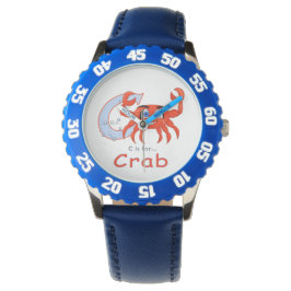 Krab cartoon illustratie horloge